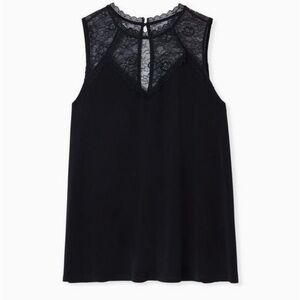 Torrid Studio Knit Lace Mock Neck Tank Black Lace Sleeveless Top